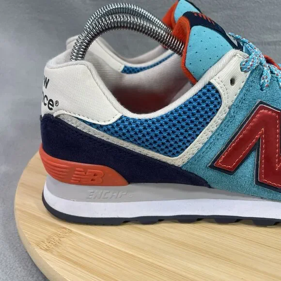New Balance 574 Women’s Size US 10 B Blue Orange Shoe Sneaker Athletic WL574SMB - Picture 2 of 16